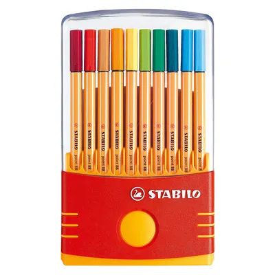 Liner 0.4mm, 20culori/set, varf fetru, cu suport, Point 88 Stabilo