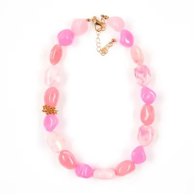 Colier cu margele roz design elegant