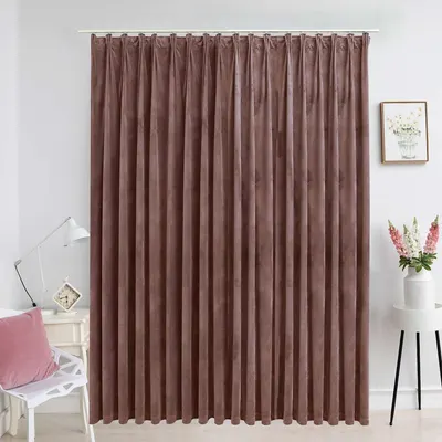 vidaXL Draperie opacă, roz antichizat, 290x245 cm, catifea, cu cârlige