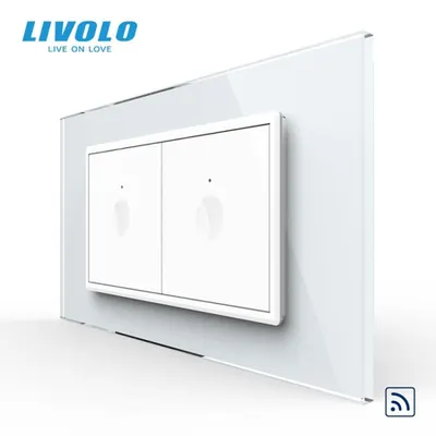 Intrerupator tactil simplu + intrerupator tactil simplu control telecomanda RF, 4M, cu rama sticla Alb