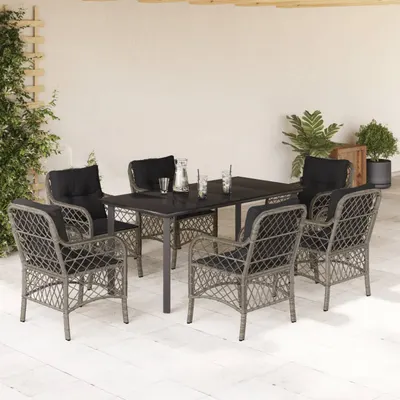 Gossi set mobilier de gradina cu perne, 7 piese, gri, poliratan