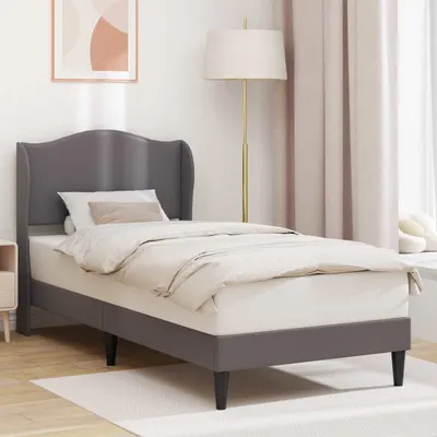 vidaXL Cadru de pat cu headboard Gri 100 x 200 cm Piele artificială