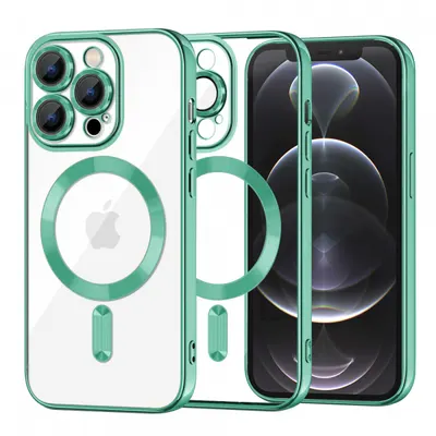 Husa MagSafe pentru Apple iPhone 12 Pro, Techsuit, Luxury Crystal, Verde Deschis