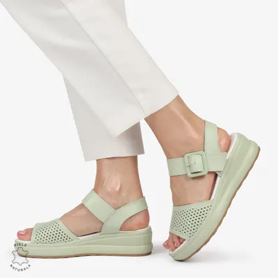 Sandale Dama Sport din Piele Naturala cu Inchidere Catarama Crl1411 Verde