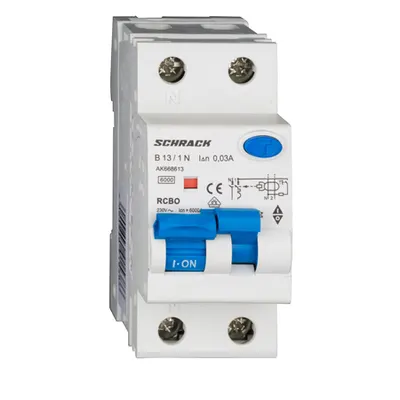 Intreruptor automat+dif. 1P+N, AMPARO 6kA, B 13A, 30mA,tip A