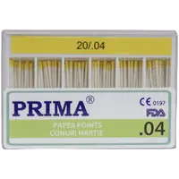 Conuri din Hartie Absorbanta ISO 20, Galben, Marimea 4, pentru Uscarea Canalelor Radiculare, 60 Bucati