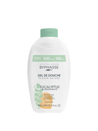 Gel de dus cu eucalipt si bergamota Plaisir Nature, 600ml, Byphasse