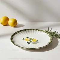 Farfurie adâncă Morello - Lemons, 21.5 cm, Margine verde