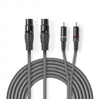 Cablu audio balansat 2 x XLR 3 pini la 2 x RCA M-T 1.5m, Nedis COTH15230GY15