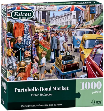Puzzle Falcon din 1000 piese - Piața de pe Portobello Road din vestul Londrei