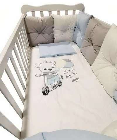 Set lenjerie de pat de lux Bambino Casa - Pillows blu, 12 piese