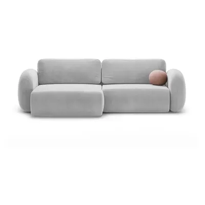 Colțar gri deschis extensibil/cu spațiu de depozitare cu tapițerie din catifea Tonale – Cosmopolitan Design