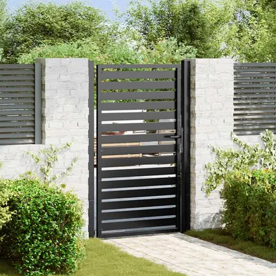 Gossi poarta de gradina incuiata neagra 100x150 cm aluminiu