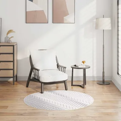 vidaXL Covor lavabil, negru și alb, φ120 cm