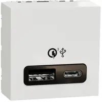 Incarcator rapid USB dublu A+C 18W 2 module Schneider Noua Unica NU301918, alb