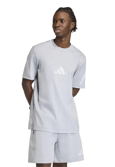Tricou de bumbac cu model monograma Z.N.E - Gri cenusiu