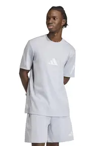 Tricou de bumbac cu model monograma Z.N.E - Gri cenusiu