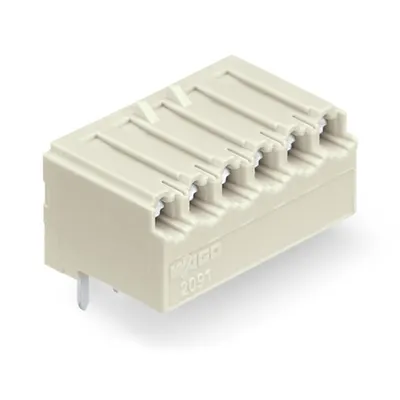 THT female header; 0.4 x 0.9 mm solder pin; angled; Pin spacing 3.5 mm; 2-pole; light gray