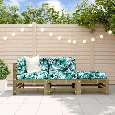 Gossi set mobilier de gradina cu perne, 3 piese, lemn de pin tratat