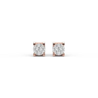 Cercei din aur roz cu diamante de 0.1ct
