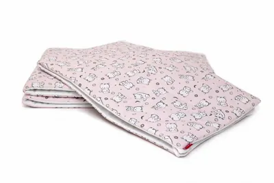 Set protectii patut KidsDecor din bumbac Baby Bear roz 63x127 cm