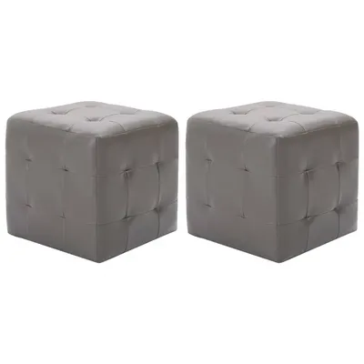 vidaXL Taburet, 2 buc., gri, 30 x 30 x 30 cm, piele ecologică