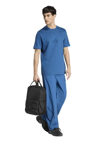 Tricou de bumbac cu model monograma Z.N.E - Albastru petrol