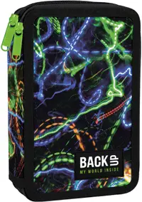 Penar școlar cu rechizite BackUp DW - Neon, 2 fermoare