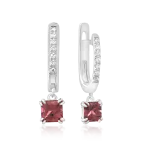 Cercei din aur alb cu turmaline de 0.7ct si diamante de 0.05ct