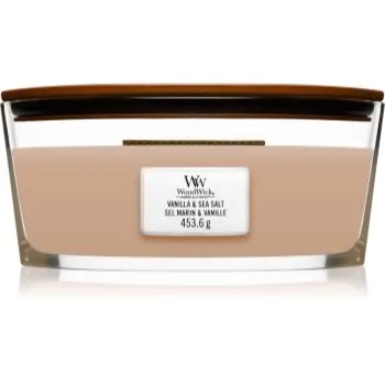 Woodwick Vanilla & Sea Salt lumânare parfumată cu fitil din lemn (hearthwick)