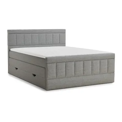 Pat boxspring gri cu spațiu de depozitare 200x200 cm Caya – Maison de Rêve