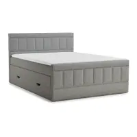 Pat boxspring gri cu spațiu de depozitare 200x200 cm Caya – Maison de Rêve