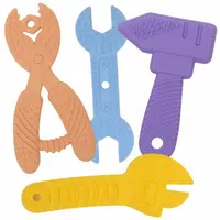 Jucarie de dentitie, Bocioland, In forma de unelte,4 piese, BPA Free, 0 luni+, Multicolor