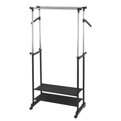 Suport de haine mobil telescopic din metal negru All In Black - Wenko