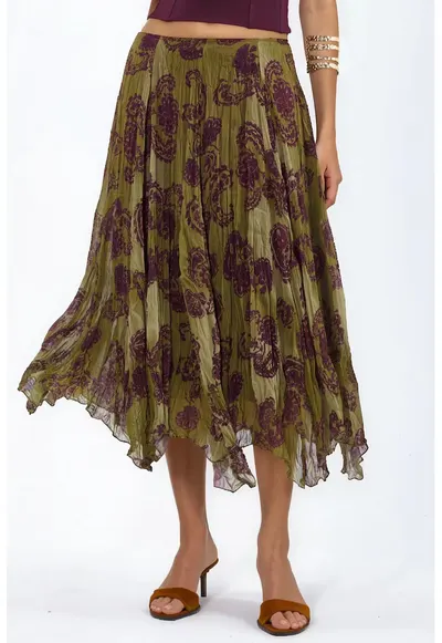 Fusta lunga multicolor - elastic - din sifon - pentru femei