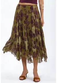 Fusta lunga multicolor - elastic - din sifon - pentru femei