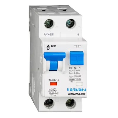 Intreruptor automat+diferential, B10/30mA, 10kA, tip A, 1P+N