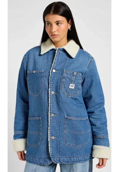 Geaca dama - jacheta lunga din denim - captusita - albastra - bumbac