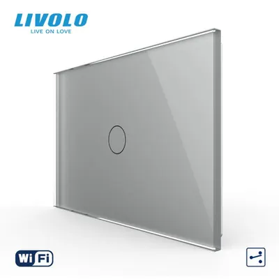 Intrerupator simplu, standard italian, cap scara/ cap cruce, conexiune WiFi, cu panou sticla, 3M Gri