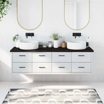 vidaXL Blat de baie, maro închis, 180x60x(2-4) cm, lemn masiv tratat