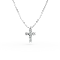 Lant cu pandantiv cruce din aur alb cu diamante de 0.2ct