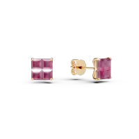 Cercei stud din aur alb cu rubine princess de 0.8ct