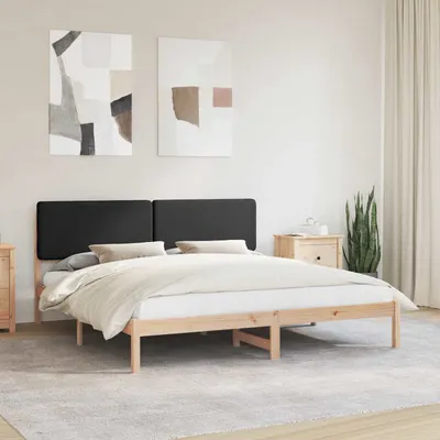 vidaXL Cadru de pat cu tăblie tapițată cu headboard Negru 180 x 200 cm