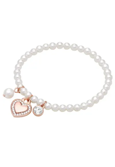 Bratara cu talismane placate cu aur de 14K - Alb