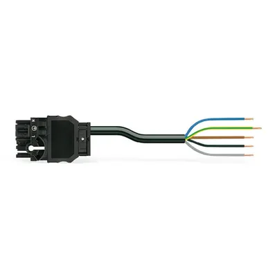pre-assembled connecting cable; Eca; Distribution connector with phase selection/open-ended; 5-pole; Cod. A; H05Z1Z1-F 5G 2.5 mm²; 1 m; 2,50 mm²; black