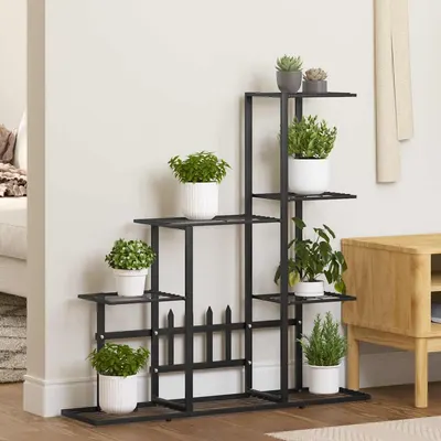 vidaXL Suport pentru flori, 94,5x25x88 cm, negru, metal