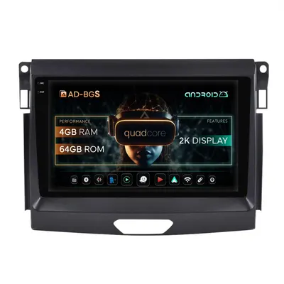 Navigatie 2K Ford Ranger (2015-2020), Android, S-Quadcore 4GB RAM + 64GB ROM, 9.5 Inch - AD-BGS90042K+AD-BGRKIT120