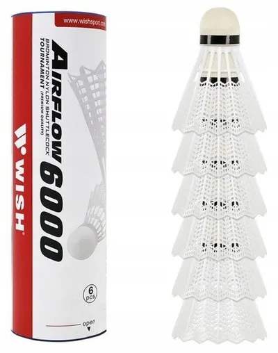 Volane de badminton WISH din nailon, pachet de 6