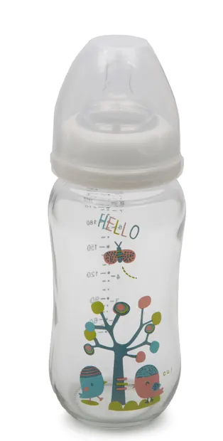 Biberon din sticla cu gat larg Cangaroo, 240 ml