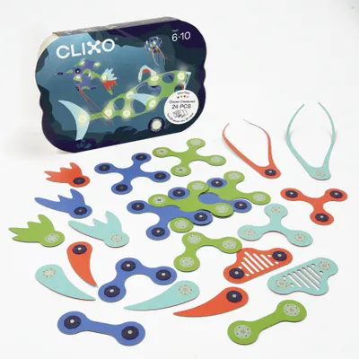 Joc magnetic de constructie - 24 piese - Glow in the Dark - Animale marine